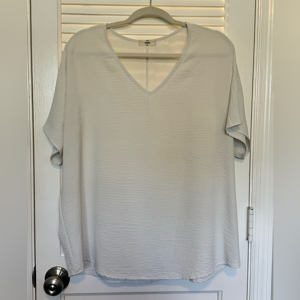 Entro White V-Neck Blouse